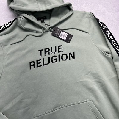 Sudadera con capucha True Religion cinta de silicona para hombre 3XL verde escarchado nueva con etiquetas $119 Foto 1 de 4