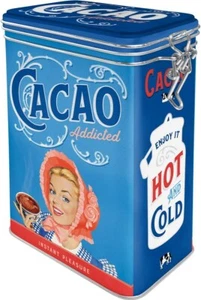 Lata de té retro de arte nostálgico - adicto al cacao - diseño vintage 1,3 L 31114 - Imagen 1 de 19