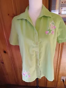 Neu mit Etikett Cappagallo Damen limettengrünes geknöpftes Shirt M Oberteil Muscheln Seepferdchen - Bild 1 von 8