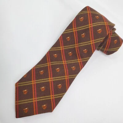 BROOKS BROTHERS Golden Fleece Vtg Brown Wool Tie Equestrian Horse 3.5"x63" USA - Image 1 of 4