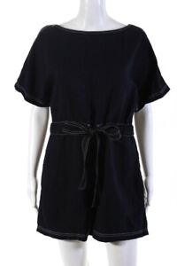 French Connection Women's Contrast Stitching Blend Romper Navy Blue Size 4