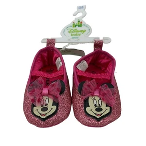 Disney Minnie Mouse Sparkle Glitter Ballet Shoes Infant 3-6 Months Pink Sandals - Picture 1 of 7
