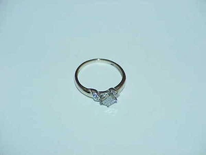 Anillo Vintage Oro Blanco 14K Diamantes Corte Princesa 0,20ct Talla 5,5 Delicado - Imagen 1 de 3