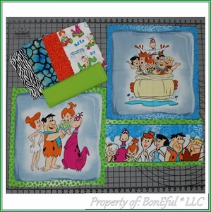 BonEful Fabric COTTON QUILT Block LOT 1 YD BTHY Flintstones Pebbles Bam Bam Fred - Picture 1 of 12