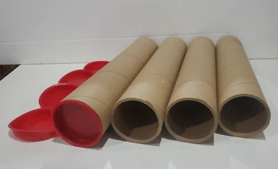 Lot of 4 Heavy Duty Cardboard 4" x 22" Shipping Tubes End Plugs .15" Thickness - Image 1 of 4