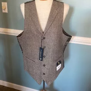 NWT U.S. Polo Assn brown wool blend tweed button down vest Academia preppy retro - Picture 1 of 9
