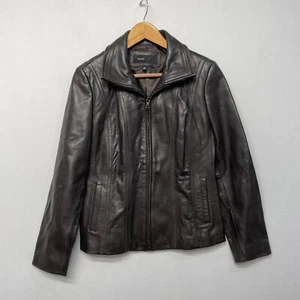 Chaqueta Avanti Mujer 100% Cuero Genuino Talla Grande Cremallera Completa Marrón M280-25 - Imagen 1 de 17
