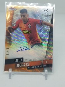 2019-20 UEFA Champions League Finest Junior Moraes Orange Wave Auto 21/25!