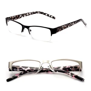 Rectangular Readers Half Metal Frame Reading Glasses Half Frame Optical Quality - Picture 1 of 5