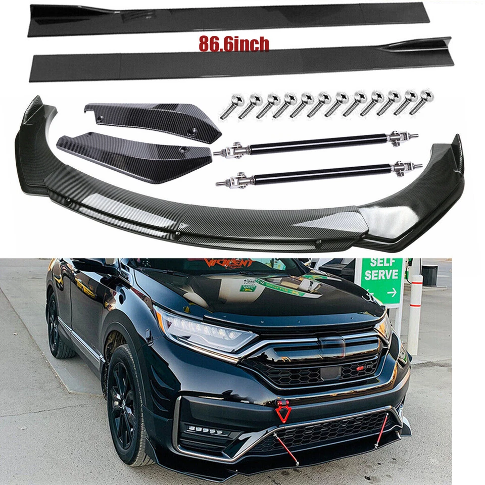 Carbon Fiber Front Bumper Lip Side Skirt/ Strut Rods For Honda CR-V Foto 1 de 4