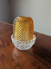 Antique Cricklite S Clarke Pyramid Glass Fairy Lamp Yellow Diamond Point 1800s