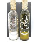 1 X CLEAR XMAS LIGHT UP BOTTLE, PAINTED SNOWMAN (XB3) + ETCHED, LAST ONE