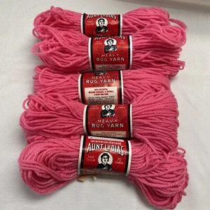 LOT OF 5 Vintage Aunt Lydia's Heavy Rug Yarn 0115 Cerise Hot Pink - Picture 1 of 2