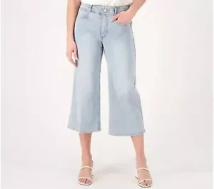 NYDJ Major High Rise Wide Leg Capri Cropped Stretch Jeans Daybreak Blue 8P NWT - Picture 1 of 7
