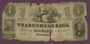 1861 Tradesmens Bank, New Haven, Connecticut $ 1 veraltete Note (60981) - Bild 1 von 2