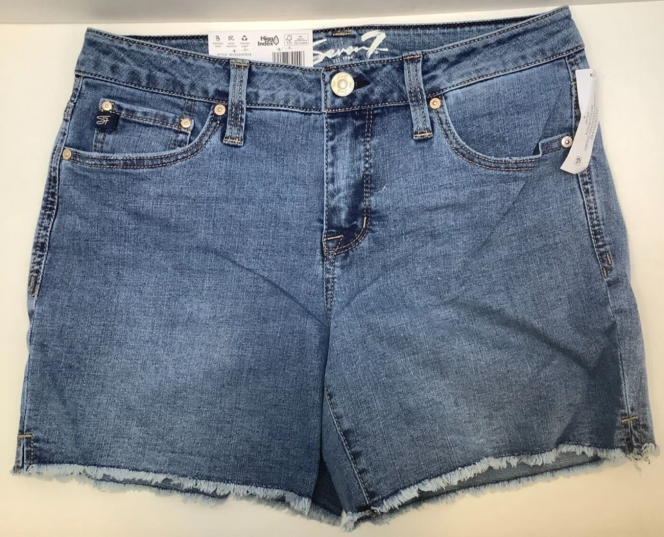 Seven7 Shorts Womens 4 Denim Weekend Fray Hem 5 In Inseam Zip Fly Stretch Jean