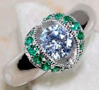 1CT Green Tourmaline & Topaz 925 Solid Sterling Silver Ring Jewelry Sz 7 NB1-7