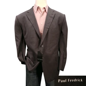 NEW Paul Fredrick Mens Blazer Size 52R Sport Coat Two Button Jacket Suit Gray - Picture 1 of 15