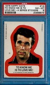 1976 Happy Days Stickers #1a Arthur "Fonzie" Fonzarelli (novato) PSA 8 (Pop 1) - Imagen 1 de 2