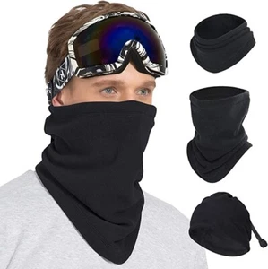 Thermal Fleece Snood Neck Warmer Cycling Scarf Warm Ski For Men Women Black UK - Picture 1 of 3