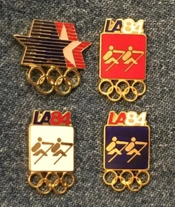 Pin Olímpico de Remo ~ Juego de 4 ~ Pictograma ~ 1984 Los Ángeles ~ Los Ángeles ~ De Colección Cloisonne - Imagen 1 de 2