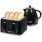 HOMCOM Kettle and 4 Slice Toaster Set Crumb Tray Black Pink 1.7L 3000W 
