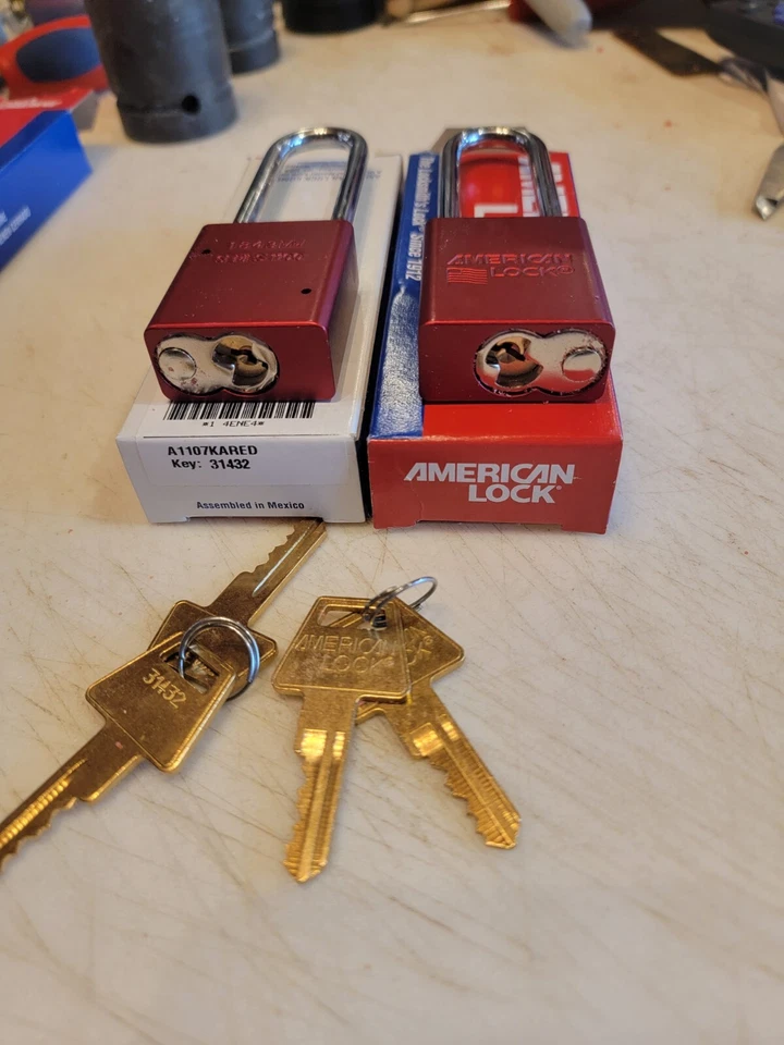 American Lock A1107kared Lockout lock,Ka,Red, 3"shackle H, 5-3/16 Overall. 2pk - Image 1 of 3