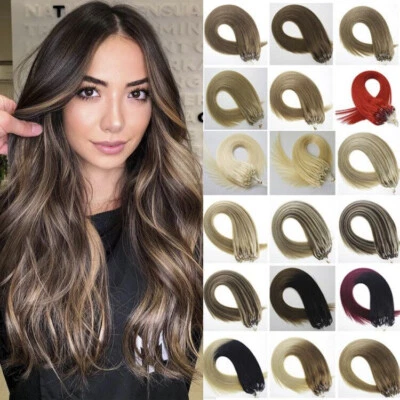 Extensiones de cabello Micro cuentas Micro Link Loop Remy cabello humano doble dibujo grueso 1 g Foto 1 de 4