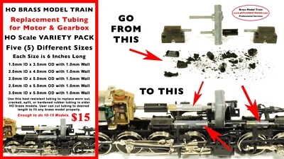 HO Scale Brass Locomotive Replacement Tubing for Motor and Gearbox Shafts NEW! - Image 1 of 4