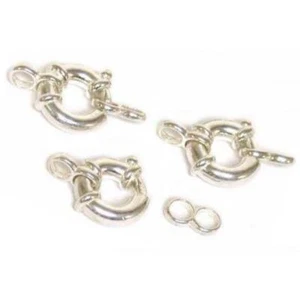 3 Sterling Silver Fancy Spring Ring Clasps 12mm - Picture 1 of 2
