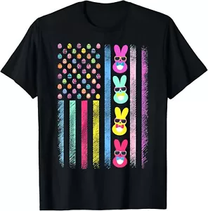 Cute Bunny and Easter Egg American Flag Funny Boys Girls Kid T-Shirt - Picture 1 of 5
