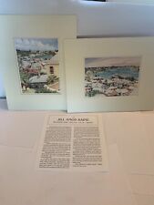 Jill Amos Raine Set of 2 Prints St George's Bermuda Matted - Mint Condition