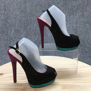 Olsenboye Heels Womens 6 M Pump Black Fabric Ankle Strap Studded Casual Stilleto - Picture 1 of 15