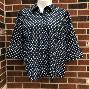 Chaqueta de Jean Christopher & Banks Azul Marino/Blanco Lunares Elástica PLUS TALLA 2X - Imagen 1 de 5