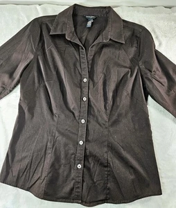 Banana Republic Button Down Baumwolle Hemd Bluse Braun Langarm Größe M - Bild 1 von 10