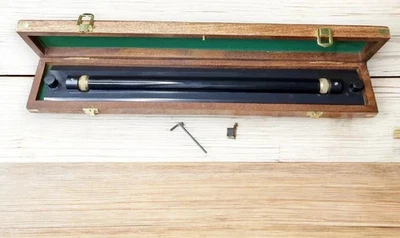 Vintage Solid Brass Parallel Rolling Ruler Solid Brass w/ Wooden Box 18" - Image 1 of 4