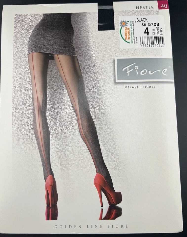 NUEVAS Medias Fiore Costura Trasera Talla LG HESTIA Microfibra Negra Con Costura Roja 40 Denier Foto 1 de 4