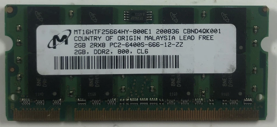 Micron MT16HTF25664HY-800E1 2GB DDR2 Laptop RAM Memory - Image 1 of 1