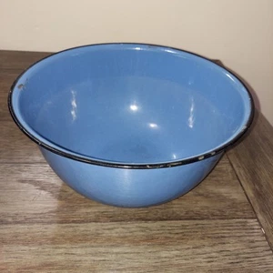 Vtg Blue Enamel Approx 11.5” X 5.5" Bowl Wash Basin - Picture 1 of 11