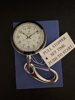 B2/ NWT  Collezio Quartz Silver Tone & Black Sport Clip Pocket Watch - Image 1 of 4