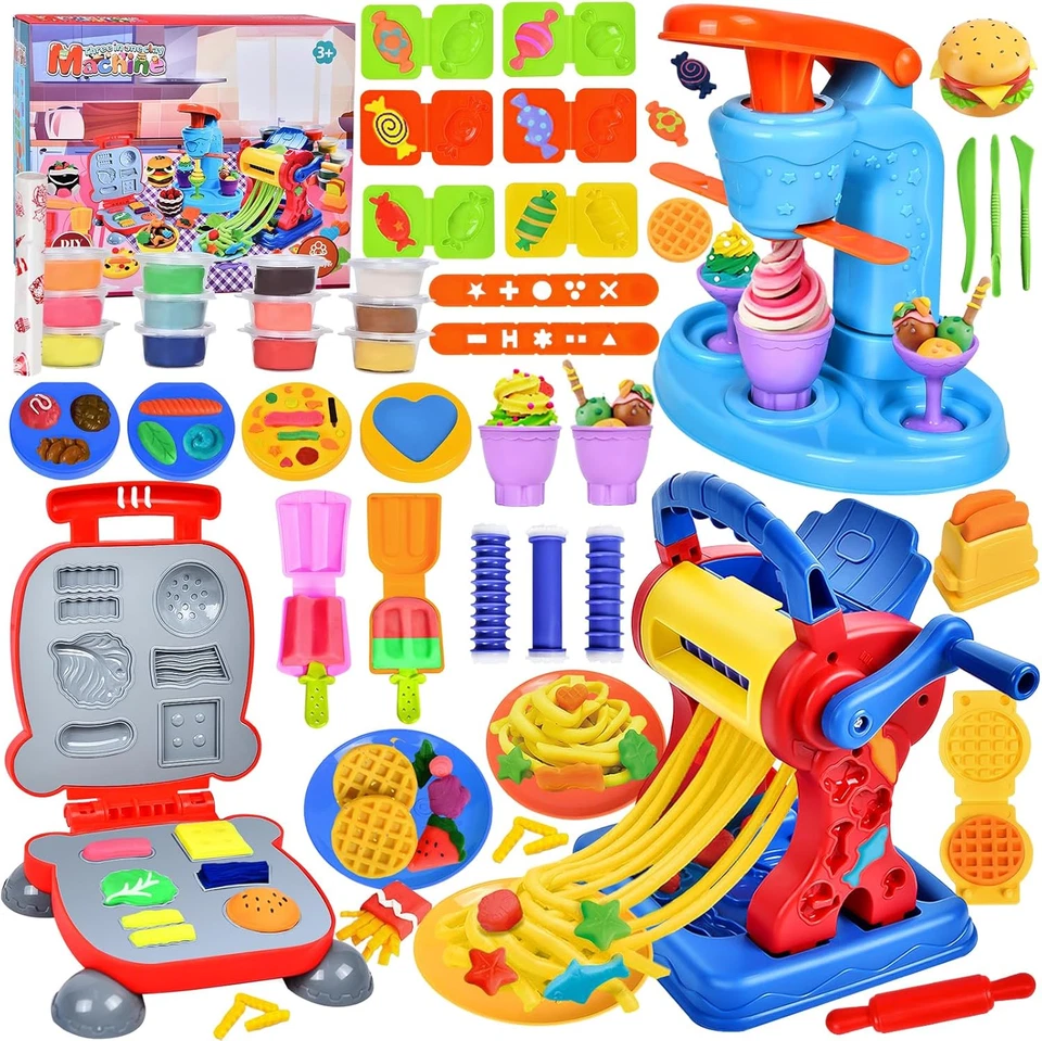 Formine per Plastilina, 46 Pasta Modellabile Con Macchina, 12 Vasetti, Giochi pe - Immagine 1 di 4