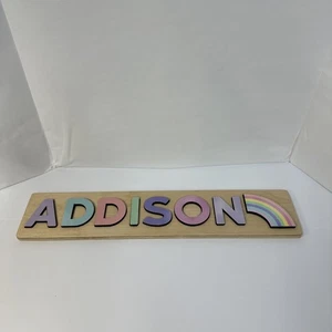 Childrens Handcrafted Wooden Name Puzzle Michael ~ Multi color - Picture 1 of 8