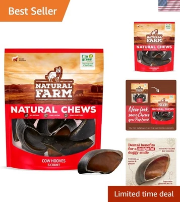 Cascos de vaca Dental-Care para perros - Paquete de 6 ricos en proteínas, golosinas naturales, sin olores Foto 1 de 4