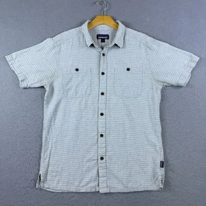 Patagonia Mens Back Step Shirt Short Sleeve Button Up Gray Plaid Size M - Picture 1 of 10
