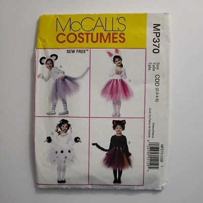 McCall's MP370 Kids Costume Animal Tutus with Tail No Sew Pattern Size 2-5 Cut - Image 1 of 3