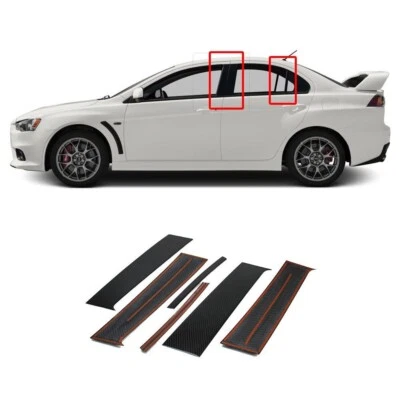 08-15 Fits Mitsubishi Lancer EVO X 10 4DR Carbon Add-on Side Pillar Cover Trim - Image 1 of 4
