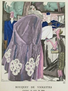 Pierre Mourgue BOUQUET DE VIOLETTES pochoir EO Gazette du Bon Ton 1921 Beer - Picture 1 of 5