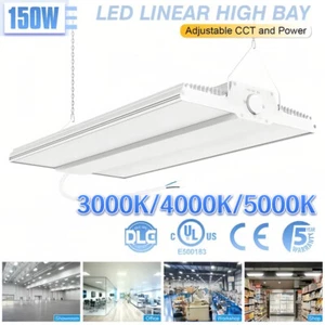 LED Linear High Bay Light 150W 3000K/4000K/5000K CCT Shop Light Commercial Lamp - Picture 1 of 14