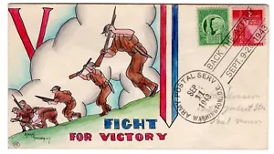 Dorothy Knapp Hand Painted Cachet #15 - WWII Patriotic 1943 Back The Attack - Picture 1 of 2