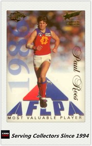 1995 Select AFL Sensation Most Valueable Player Card No.5 Paul Roos (1986)